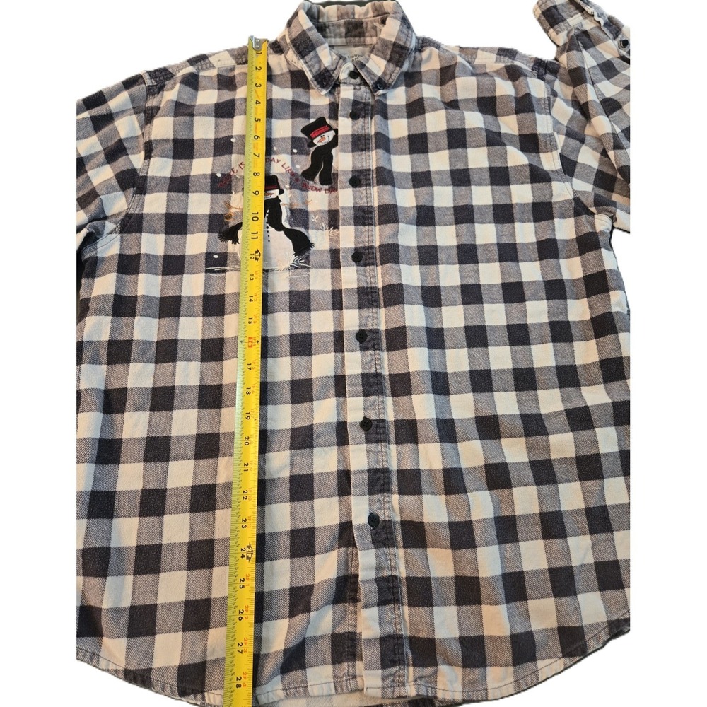 Lighthouse Apparel Women's Plaid Snowman‎ Graphic Button Up Shirt Size Large - Picture 4 of 7